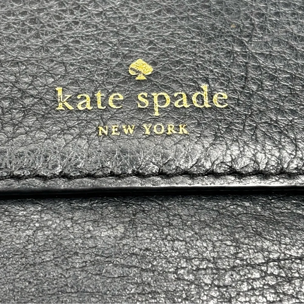 New KATE SPADE NEW YORK GREY STREET CALLIE Black PBL LEATHER TriFold WALLET $158